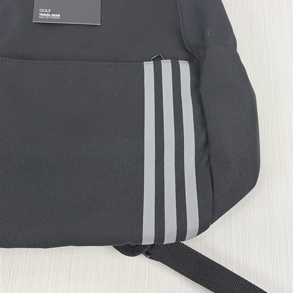 Adidas Golf Medium Black Backpack Bag 3 Gray Stripe DW9445 NWT - Picture 3 of 11